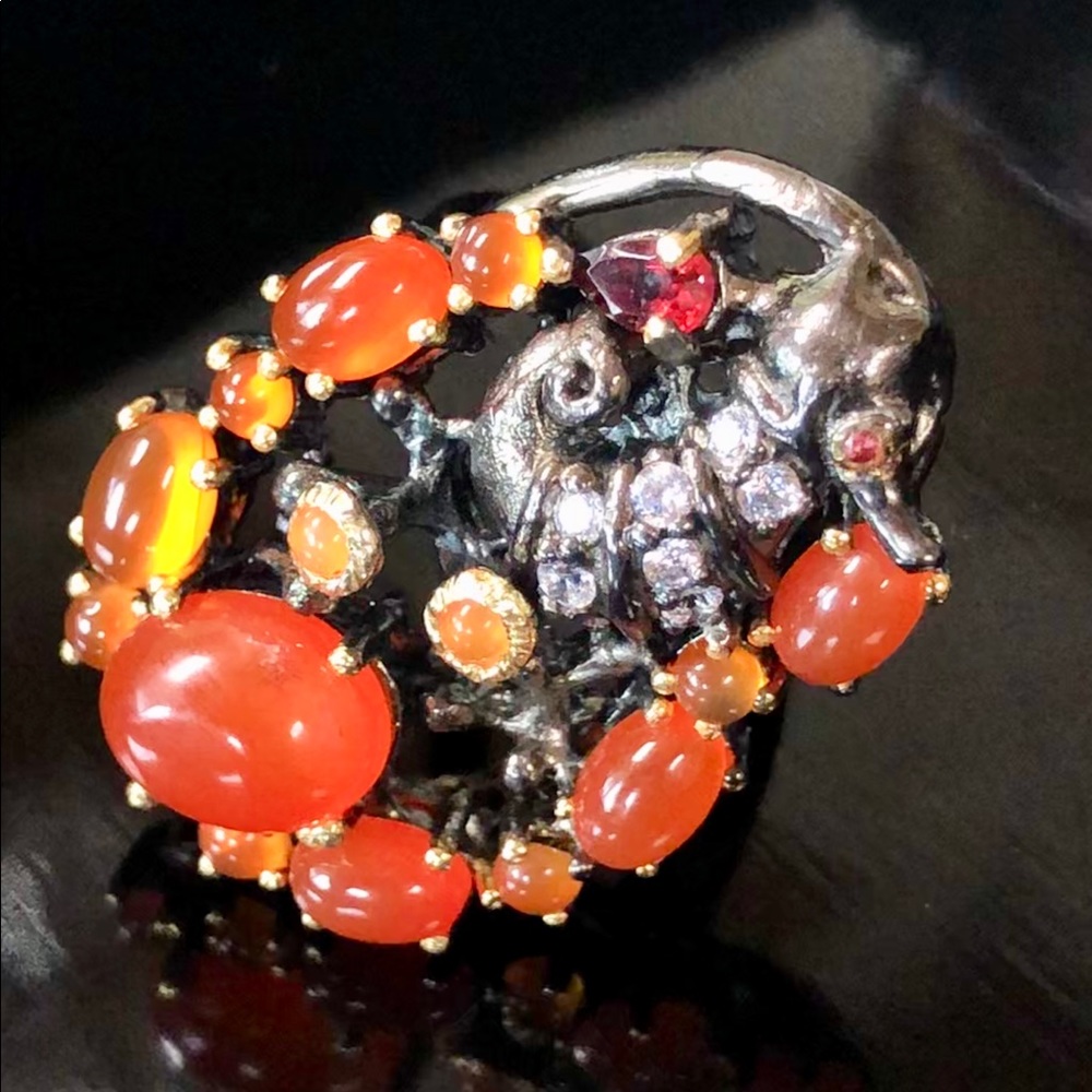 Unique Genuine Carnelian Sterling Silver Ring